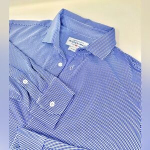 Mizzen Main Shirt‎ Mens  XXL Trim Fit Blue Check Leeward Stretch Made in USA